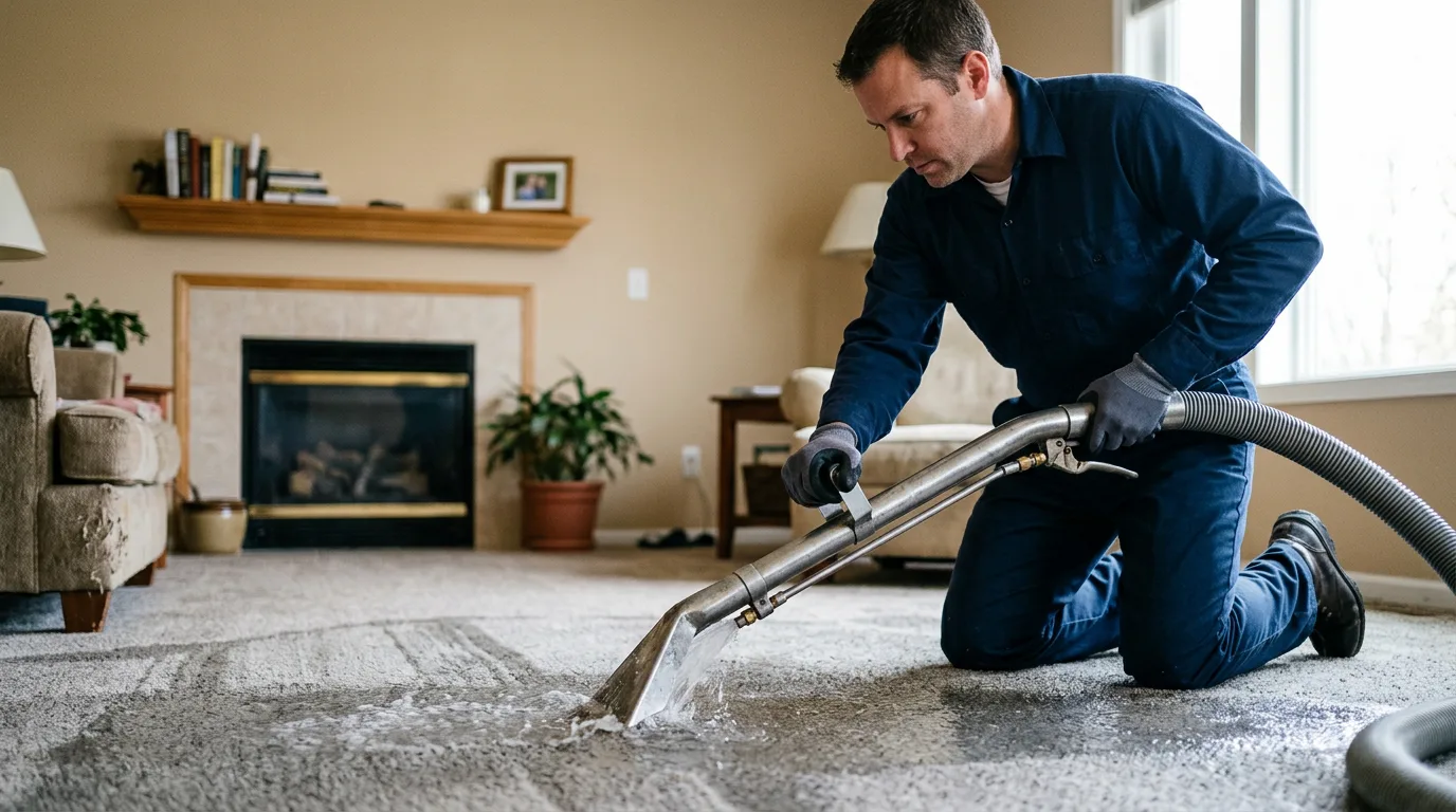 Water damage restoration technician working near Elizabeth, IN